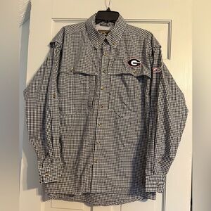 Drake Black and White Checkered Shirt with Georgia emblem M